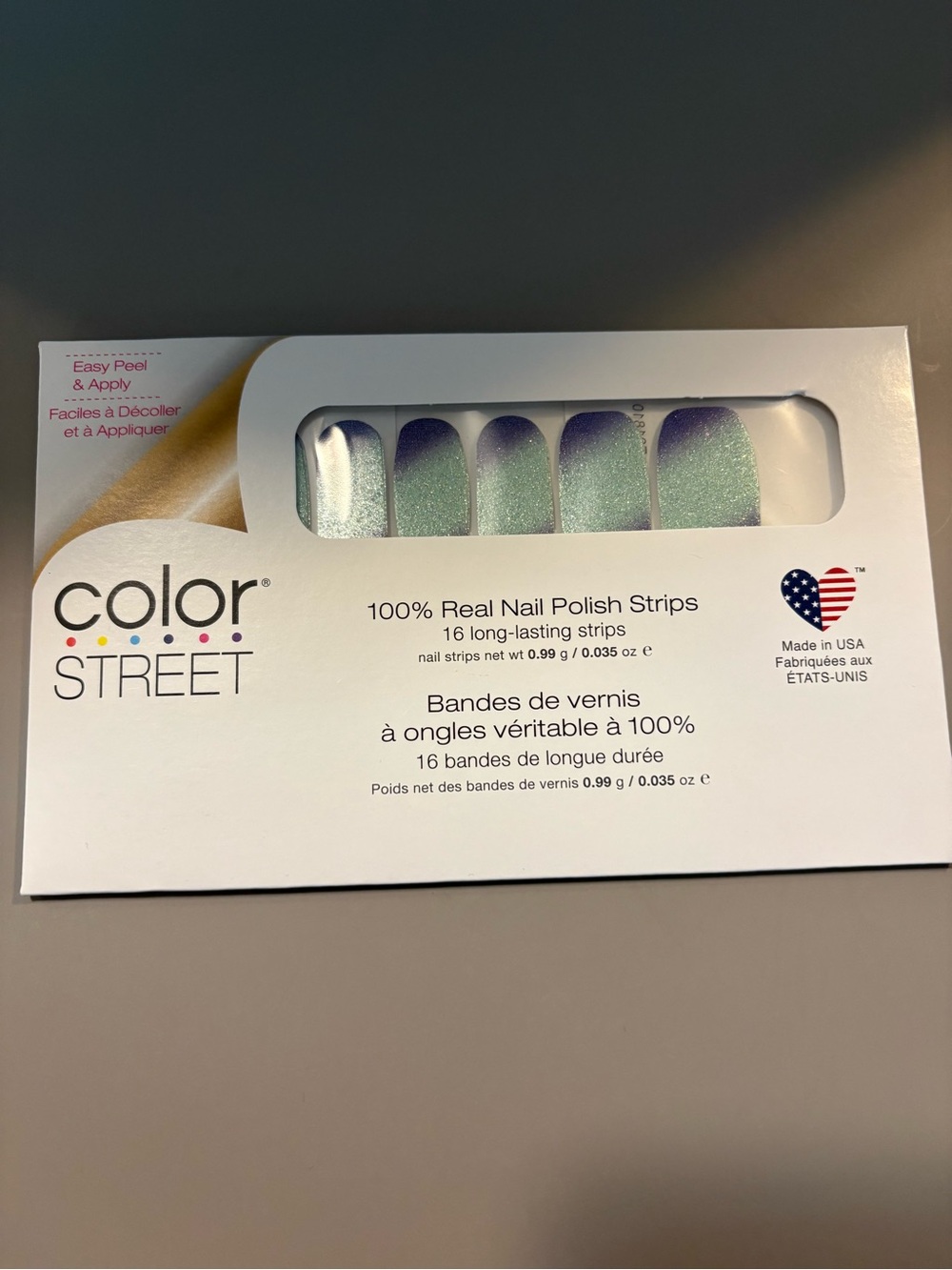 Color Street Mint Green to Lavender Purple Glitter Ombre Nail Strips